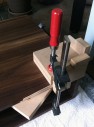 Wedged Walnut Cabinet, Heirloom Furniture Build: Fear & Loathing with a Drill Bit, Jig Clamped on an Open Corner