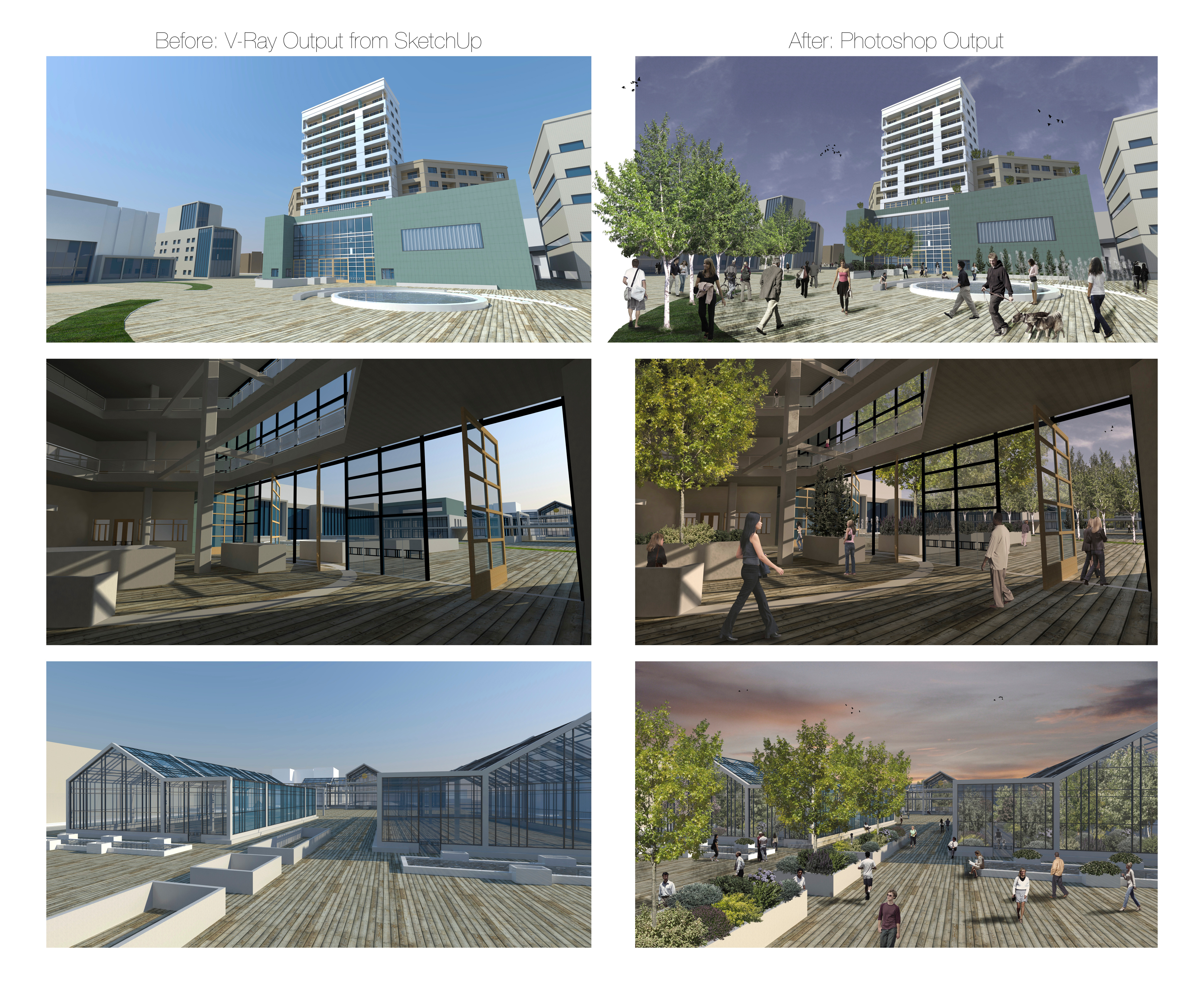 Post-Production Rendering - Before & After - Lovejoy Arts Alliance of the North Park Blocks