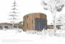 Wellsprings Friends School Architectural Sketch Renderings: View of Iconic Central Gathering Space