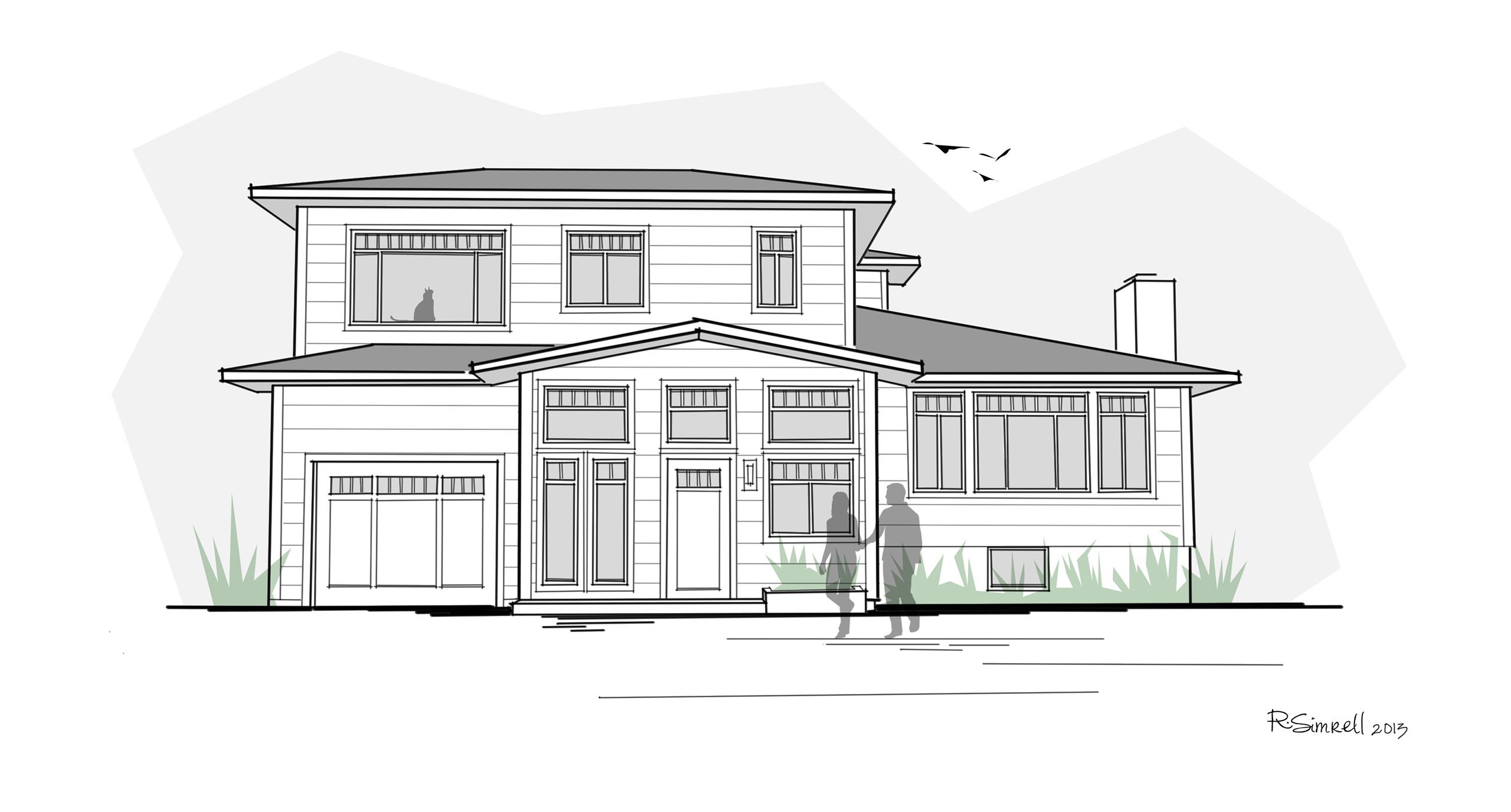 Simple House Exterior Design Drawing