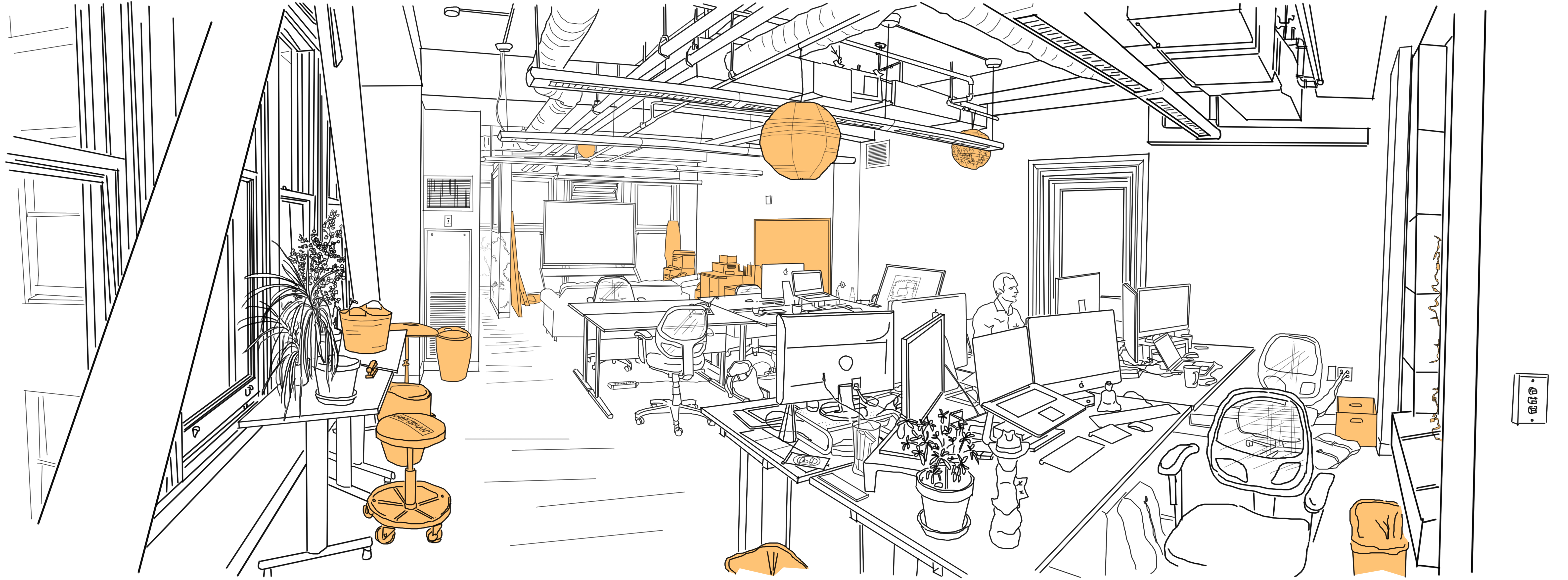 Portent Inc. Creative Services Room: Quick Fixes for Workspaces - Existing Conditions Diagram: Clutter and Lost Objects