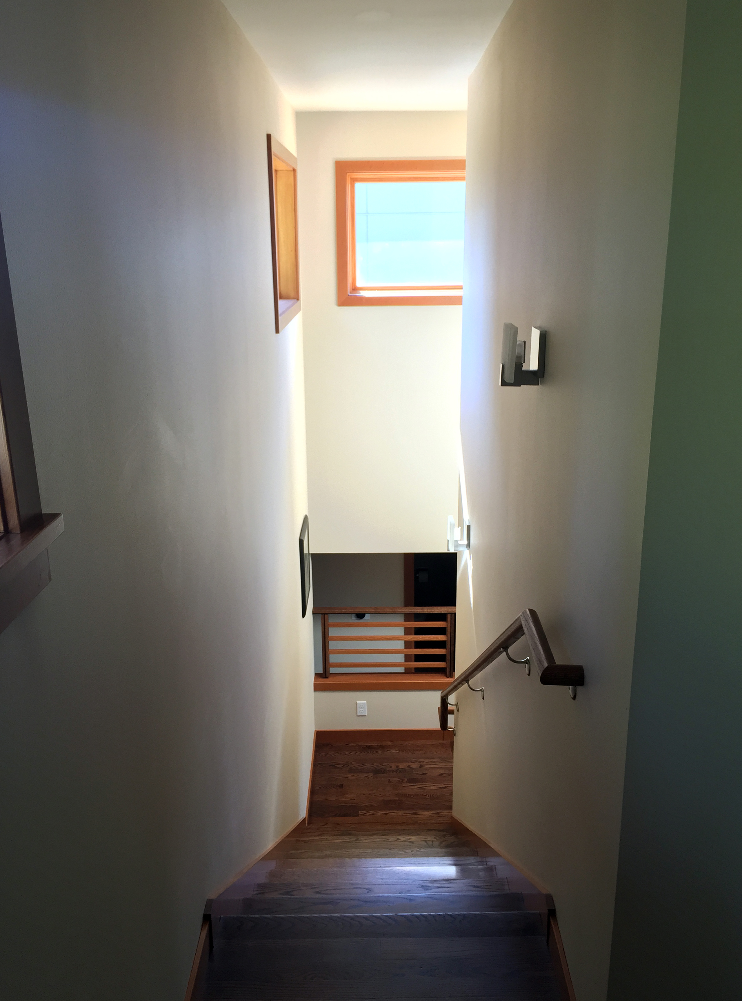 92nd Street Remodel & Addition - Before and After Remodel Photos: Stair Down from Master Suite, After